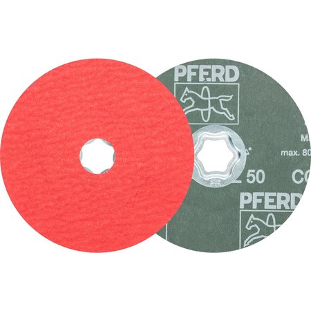 PFERD COMBICLICK® Fiber Disc, 5" Dia. - Ceramic Oxide CO-COOL, 50 Grit 40734